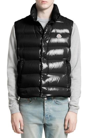 Men's Moncler Tib Lacquered Down Vest - Black