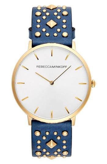 Women's Rebecca Minkoff Major Embellished Leather Strap Watch, 40mm