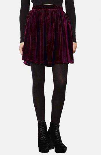 Topshop Velvet Skater Skirt