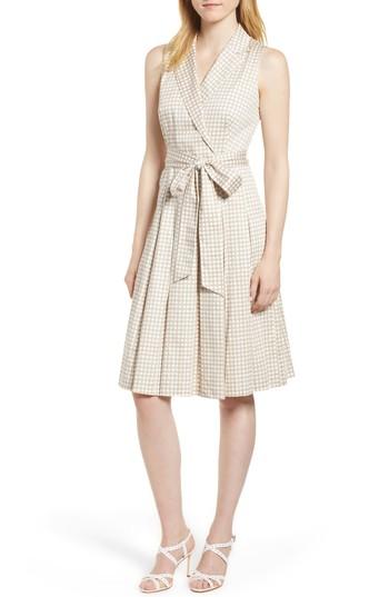 Women's Anne Klein Dot Print Faux Wrap Cotton Dress - White