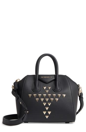 Givenchy Mini Antigona Triangle Stud Calfskin Leather Satchel - Black