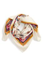 Women's Tory Burch Dancers Silk Square Scarf, Size - Ivory