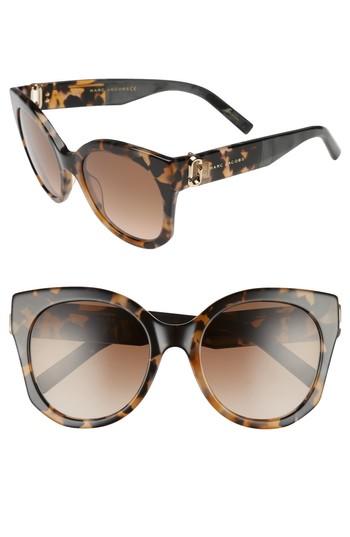 Women's Marc Jacobs 53mm Gradient Lens Cat Eye Sunglasses - Dark Havanna