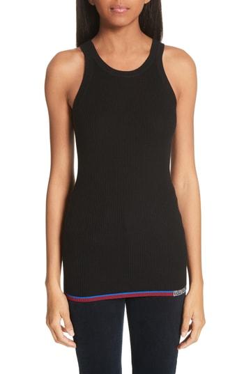 Women's Proenza Schouler Print Hem Silk & Cashmere Blend Tank Top - Black