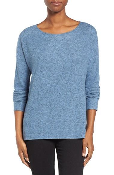 Women's Gibson Cozy Fleece Ballet Neck High/low Pullover - Blue