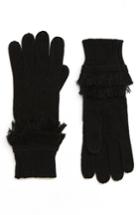 Women's Michael Michael Kors Fringe Ribbed Gloves, Size - Black