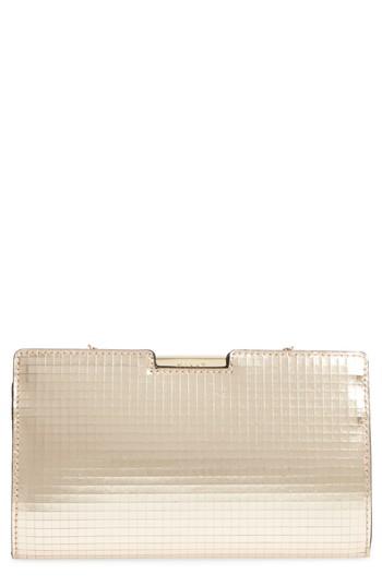 Milly Small Mirror Mosaic Leather Frame Clutch - Metallic