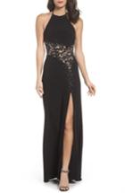 Women's Blondie Nites Illusion Lace Gown - Black