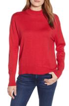 Women's Velvet By Graham & Spencer Mock Neck Cotton & Cashmere Sweater - Red