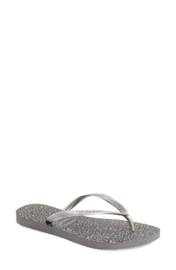 Women's Havaianas 'slim Animal Print' Flip Flop /42 Br - Grey