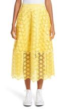 Women's Paskal Double Layered Laser Cut Skirt - Yellow
