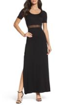 Women's Lulus Mesh Inset Maxi Dress - Black