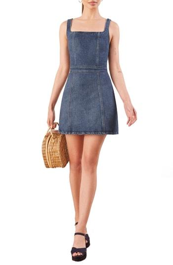 Women's Reformation Parker Denim Pinafore Dress - Blue