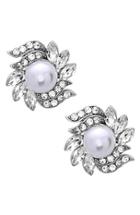 Women's Nina Crystal & Faux Pearl Floral Stud Earrings