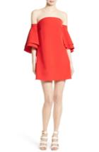 Women's Milly Mila Cady Off The Shoulder Trapeze Dress - Red