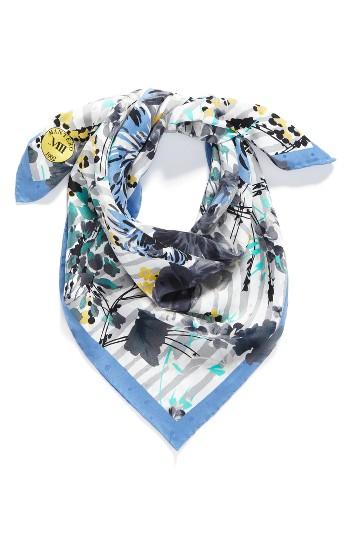 Women's Mantero Folium Square Silk Scarf, Size - White
