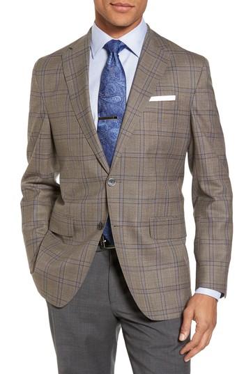 Men's David Donahue Ashton Classic Fit Plaid Wool Sport Coat R - Beige