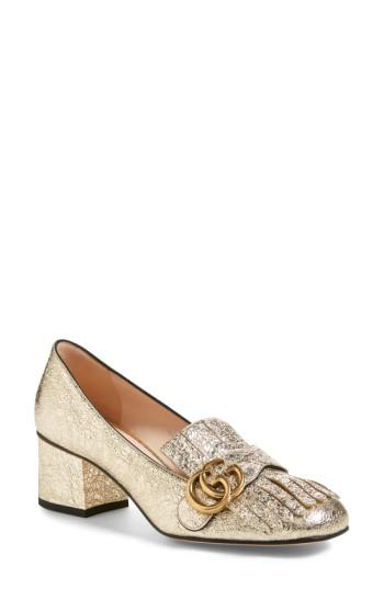 Women's Gucci Gg Marmont Pump Us / 35eu - Metallic