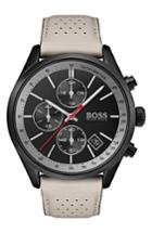 Men's Boss Grand Prix Leather Strap Chronograph Watch, 44mm