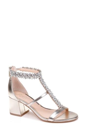 Women's Jewel Badgley Mischka Janica Block Heel Sandal M - Metallic
