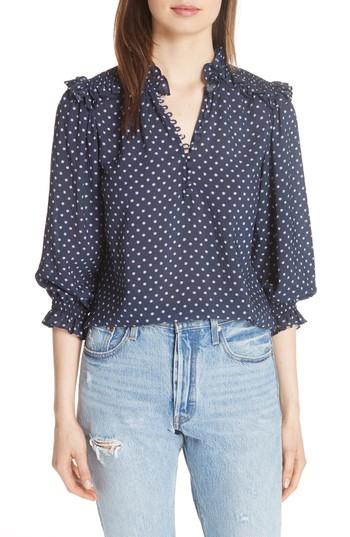 Women's Rebecca Taylor Ikat Dot Stretch Silk Top - Blue