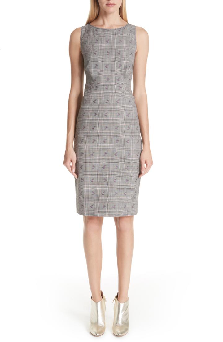 Women's Altuzarra Floral Plaid Sheath Pencil Dress Us / 42 Fr - Black