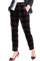 Women's J.crew Pull-on Easy Pant In Velvet Stewart Black Plaid - Red
