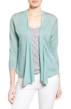 Petite Women's Nic+zoe '4-way' Convertible Three Quarter Sleeve Cardigan, Size P - Blue