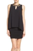 Women's Laundry By Shelli Segal Embellished Chiffon & Jersey Popover Dress - Black