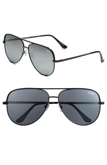 Women's Quay Australia X Desi Perkins 'high Key' 62mm Aviator Sunglasses - Black/ Silver Mirror