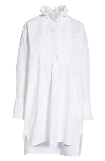 Women's Isabel Marant Etoile Milena Ruffle Neck Shirtdress Us / 38 Fr - White