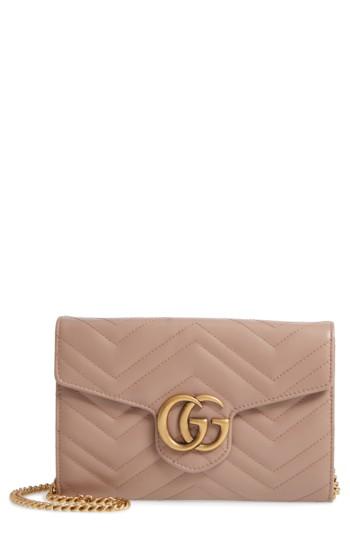 Women's Gucci Gg Marmont 2.0 Matelasse Leather Wallet On A Chain - Red