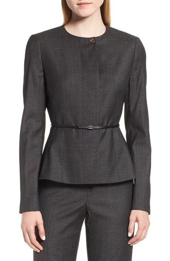 Women's Boss Juenisa Belted Wool Blend Jacket - Black