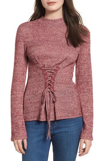 Women's Bp. Rib Knit Corset Top, Size - Burgundy