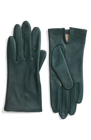 Women's Fownes Brothers Short Leather Gloves - Green