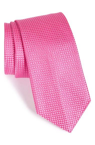 Men's Nordstrom Men's Shop 'nate' Solid Silk Tie, Size - Pink