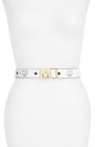 Women's Mcm Color Visetos Reversible Leather Belt, Size - White / Black