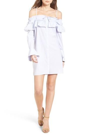 Women's Rebecca Minkoff Pallas Off The Shoulder Minidress, Size - Blue