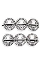 Ashley Williams Set Of 2 Smiley Face Crystal Hairpins, Size - None