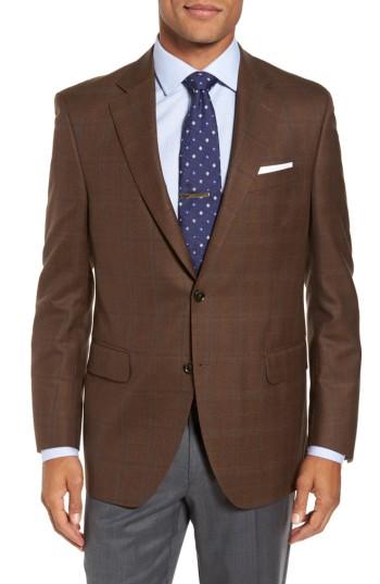 Men's Peter Millar Classic Fit Windowpane Wool Sport Coat R - Brown