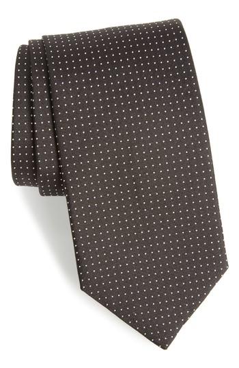 Men's David Donahue Dot Silk Tie, Size - Black