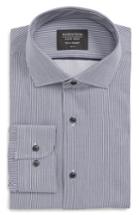 Men's Nordstrom Men's Shop Tech-smart Trim Fit Stretch Stripe Dress Shirt - 32/33 - Blue