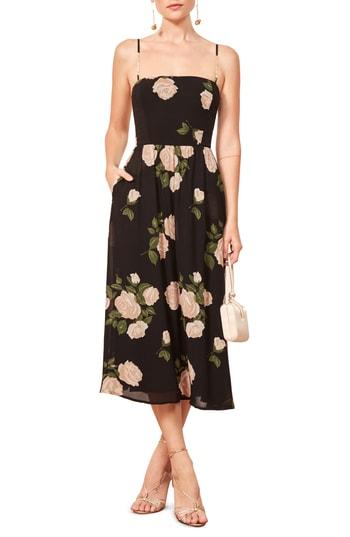 Women's Reformation Rosehip Fit & Flare Dress - Black