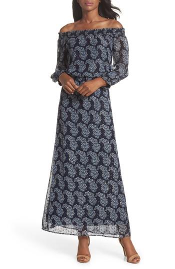 Women's Taylor Dresses Paisley Off The Shoulder Maxi Dress - Blue