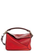 Loewe Medium Puzzle Colorblock Leather Shoulder Bag - Red