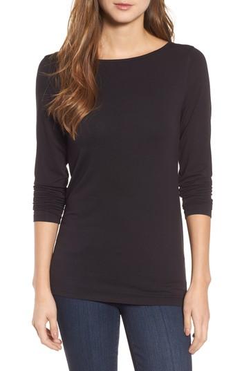 Petite Women's Halogen Reversible V-neck Tee - Black