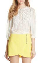 Women's Alice + Olivia Lavone Embroidered Blouson Top - White