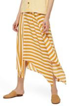 Women's Topshop Humbug Button Handkerchief Hem Midi Skirt Us (fits Like 0) - Yellow