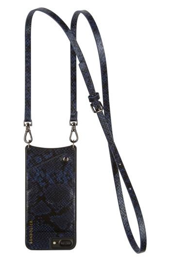 Bandolier Cynthia Snake Embossed Faux Leather Iphone 6/7/8 & 6/7/8 Crossbody Case - Blue