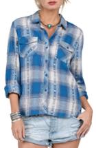 Women's Volcom Kindling Plaid Top - Blue